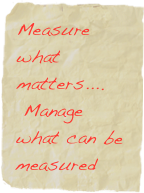 Measure what matters....
 Manage what can be measured